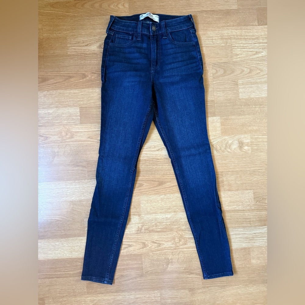 Hollister Women's Curvy High Rise Super Skinny Jeans - Dark Blue